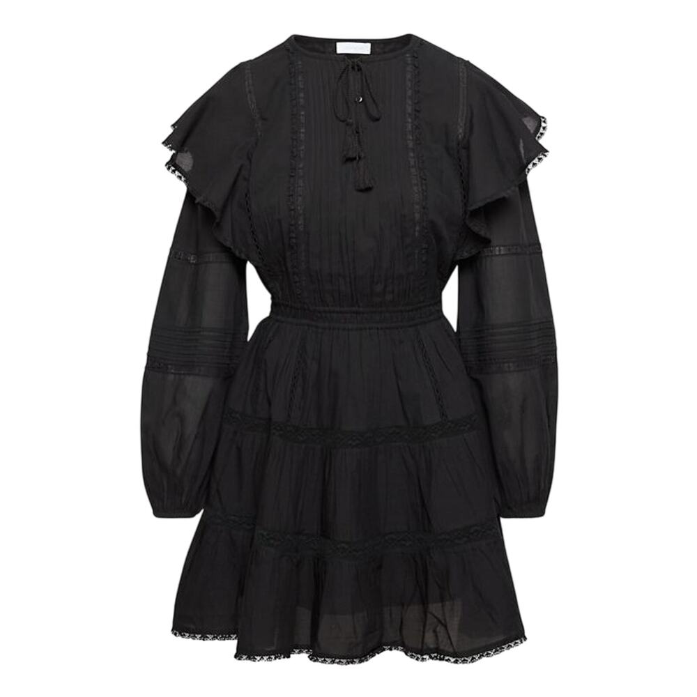 Little Moon Ruffled Black Monaco Dress Size S